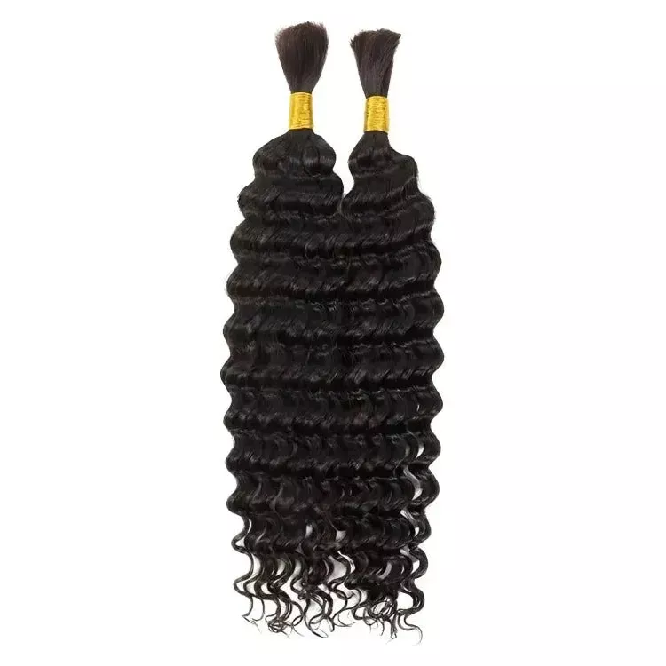 B&B Express 100% Virgin Human Hair Bulk Extensions for Braiding – Deep Wave