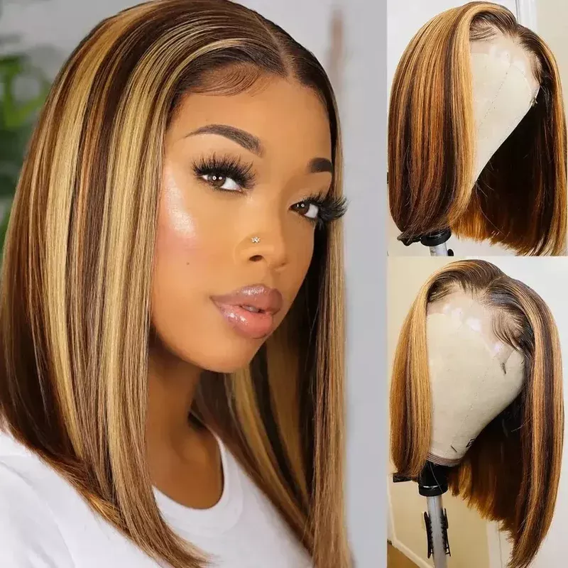 (Bubbles) 613 Blonde Bob Human Hair HD Lace Front Wig 13×4 Brazilian Remy Hair, Straight 150-180% Density, 8-16 Inch