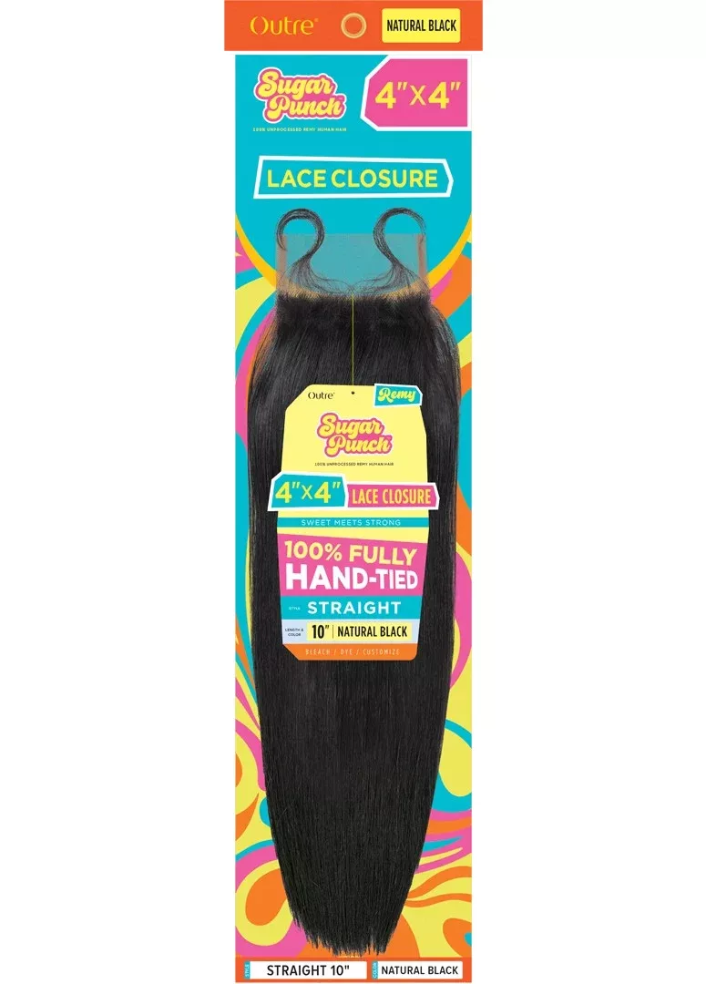 OUTRE 100 % Unprocessed Remy Human Hair Sugar Punch 4X4 HD Lace Closure – Straight (10″-14″)